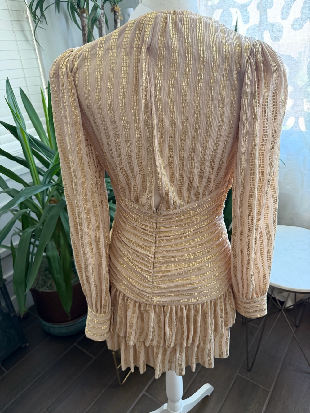 REVOLVE Sabina musayev dragonfly Gold Ruched Long Sleeve Mini Dress - Picture 4 of 8